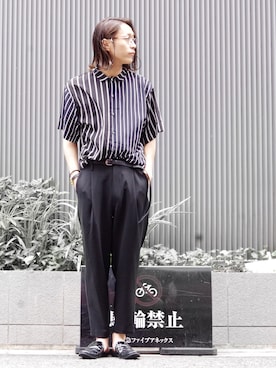 「Lui's（ルイス）のナローベルト（ベルト）」を使った、アライ@youtubeさん（メンズ・176cm）の夏コーディネート