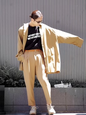 「Lui's（ルイス）のナローベルト（ベルト）」を使った、アライ@youtubeさん（メンズ・176cm）の夏コーディネート