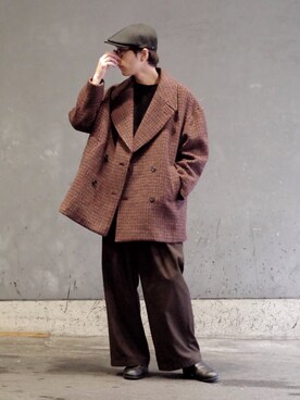 「Lui's（ルイス）のアイテム（ピーコート）」を使った、アライ@youtubeさん（メンズ・176cm）の秋コーディネート