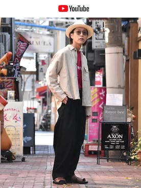 「KIJIMA TAKAYUKI」｜「アイテム（ブーツ）」を使った、アライ@youtubeさん（メンズ・176cm）の春コーディネート