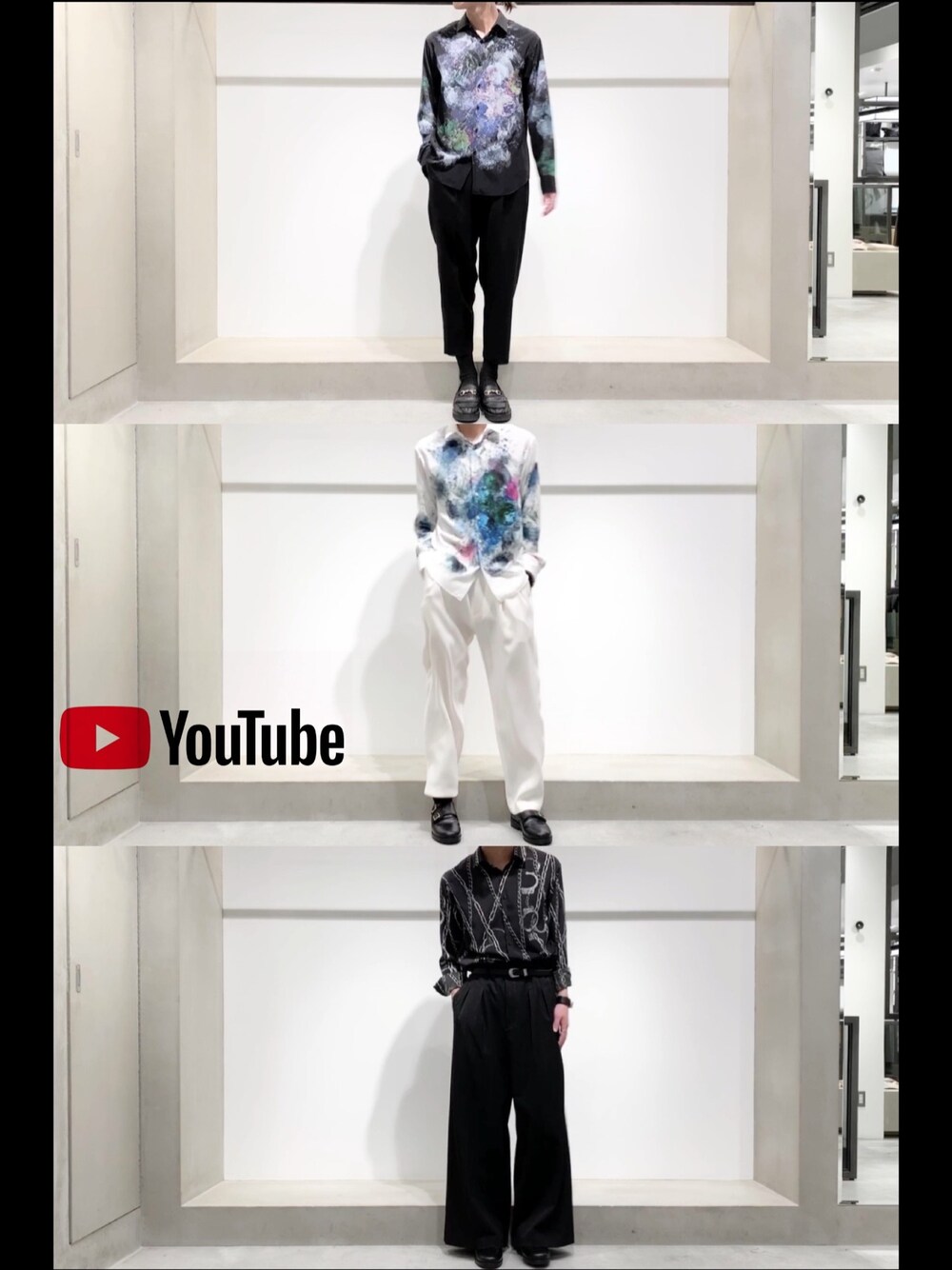 「LAD MUSICIAN、花柄シャツ、花柄、柄シャツ、柄シャツコーデ、タックイン、ワイドパンツ、オールホワイト、白パンツ、ホワイトパンツ」｜「LAD MUSICIANのアイテム（シャツ/ブラウス、ブラック系）」を使った、アライ@youtubeさん（メンズ・176cm）の春コーディネートの1枚目の写真