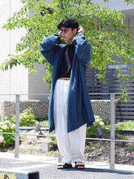 「Hender Scheme（エンダースキーマ）のアイテム（キャスケット）」を使った、アライ@youtubeさん（メンズ・176cm）の夏コーディネート