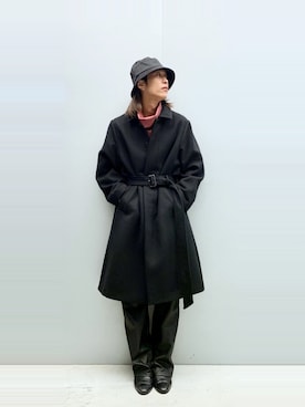 「Lui's（ルイス）のアイテム（ステンカラーコート）」を使った、アライ@youtubeさん（メンズ・176cm）の秋コーディネート