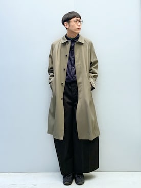 「Lui's（ルイス）のアイテム（ステンカラーコート）」を使った、アライ@youtubeさん（メンズ・176cm）の春コーディネート