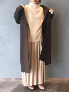 「Lui's（ルイス）のアイテム（チェスターコート）」を使った、yurikonakataniさん（レディース・157cm）の冬コーディネート