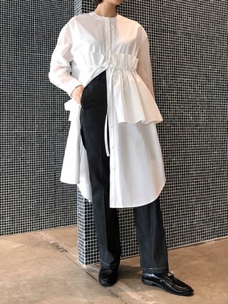yurikonakatani使用「Lui's（シアースリーブウエストギャザーシャツワンピース）」的時尚穿搭