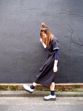 「ジョージコックス」｜「アイテム（ワンピース/ドレス）」を使った、s/a/w/aさん（レディース・159cm）の冬コーディネート