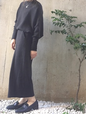 「ZARA（ザラ）のアイテム（ニット/セーター、グレー系）」を使った、s/a/w/aさん（レディース・159cm）の冬コーディネート