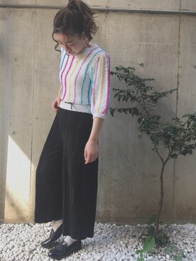 「ZARA（ザラ）のアイテム（その他パンツ、ブラック系）」を使った、s/a/w/aさん（レディース・159cm）の春コーディネート