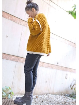 「ZARA（ザラ）のアイテム（その他パンツ、ブラック系）」を使った、s/a/w/aさん（レディース・159cm）の冬コーディネート