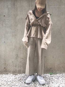 「TODAYFUL（トゥデイフル）のコーデュロイシャツ（シャツ/ブラウス、ベージュ系）」を使った、s/a/w/aさん（レディース・159cm）の冬コーディネート