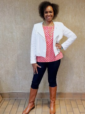 「Sam Edelman（サムエデルマン）のアイテム（ブーツ）」を使った、Lisa Yorkさん（レディース・175cm）の秋コーディネート