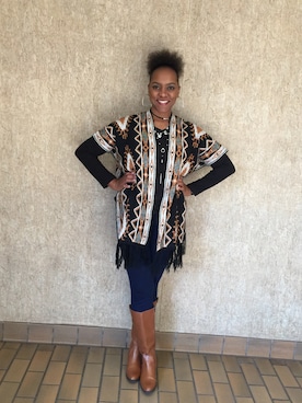 「Sam Edelman（サムエデルマン）のアイテム（ブーツ）」を使った、Lisa Yorkさん（レディース・175cm）の秋コーディネート