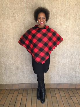 「plaid」｜「アイテム（ワンピース/ドレス）」を使った、Lisa Yorkさん（レディース・175cm）の冬コーディネート