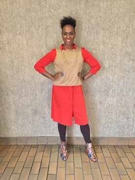 「RAINBOW SHOPのアイテム」を使った、Lisa Yorkさん（レディース・175cm）の冬コーディネート