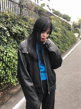 「ラメニット」｜「アイテム（ブルゾン）」を使った、reina_nishizumiさん（レディース・164cm）の冬コーディネート