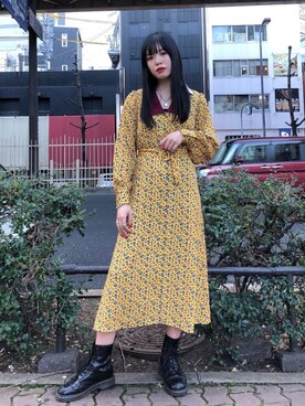 「ミックスコーデ」｜「アイテム（ワンピース/ドレス）」を使った、reina_nishizumiさん（レディース・164cm）の春コーディネート
