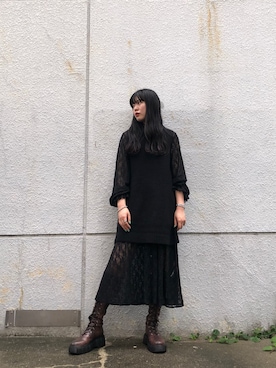 「スニーカーブーツ」｜「アイテム（ワンピース/ドレス）」を使った、reina_nishizumiさん（レディース・164cm）の秋コーディネート