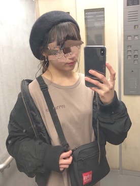「GRL（グレイル）のアイテム（MA-1）」を使った、杏:)さん（レディース・153cm）の冬コーディネート
