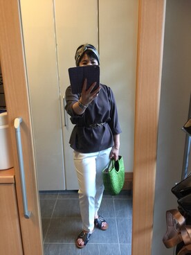 「RU（アールユー）のアイテム（パンツ）」を使った、みなんさん（レディース・153cm）の夏コーディネート