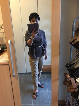 「RU（アールユー）のアイテム（パンツ）」を使った、みなんさん（レディース・153cm）の夏コーディネート