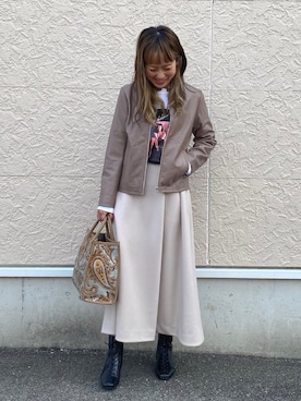「Simplicite（サンプリシテ）のアイテム（ブーツ）」を使った、maosuuさん（レディース・160cm）の秋コーディネート