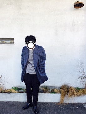 「SHAREEF（シャリーフ）のアイテム（ピーコート）」を使った、とくさんさん（メンズ・163cm）の冬コーディネート