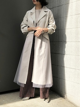 「チュール」｜「アイテム（トレンチコート）」を使った、yui(&g'aime)さん（レディース・157cm）の冬コーディネート