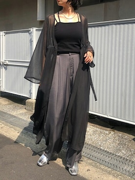 「サテンパンツ」｜「アイテム（ワンピース）」を使った、yui(&g'aime)さん（レディース・157cm）の夏コーディネート