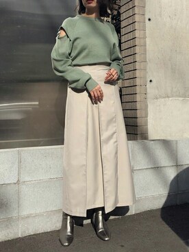 「スリットニット」｜yui(&g'aime)さん（レディース・157cm）の冬コーディネート