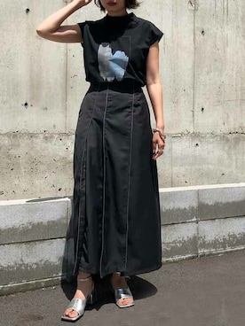 「アートTシャツ」｜yui(&g'aime)さん（レディース・157cm）の夏コーディネート
