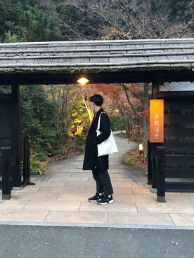 「ソックス」｜「アイテム（チェスターコート）」を使った、takuさん（メンズ・183cm）の冬コーディネート