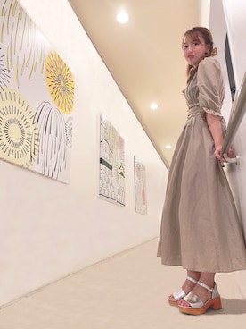 「fifth（フィフス）のウエストギャザーロングワンピース（ワンピース）」を使った、amuamuさん（レディース・157cm）の秋コーディネート