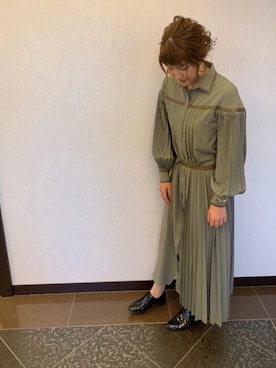 「Ameri（アメリ）のアイテム（ドレス）」を使った、2018MOMさん（レディース・164cm）の春コーディネート