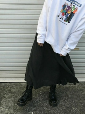 「ゆるゆる」｜「アイテム（スウェット）」を使った、2018MOMさん（レディース・164cm）の春コーディネート