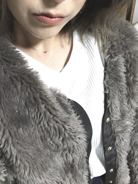 「ハイウエストストレートジーンズ」｜「アイテム（ノーカラージャケット）」を使った、yuuuukaさん（レディース・153cm）の冬コーディネート