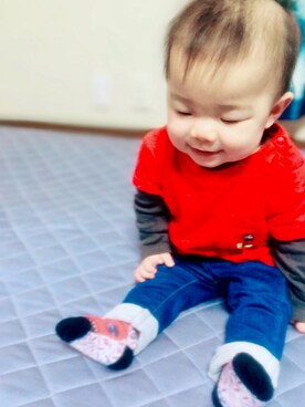 「9ヶ月」｜「アイテム（その他トップス）」を使った、monkiさん（キッズ・70cm）の冬コーディネート