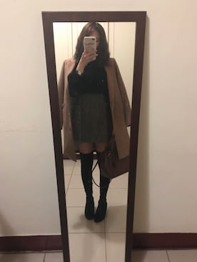 「SPIRALGIRL（スパイラルガール）のアイテム（チェスターコート）」を使った、berrさん（レディース・161cm）の冬コーディネート