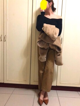 「女子会」｜「アイテム（ダッフルコート）」を使った、berrさん（レディース・161cm）の冬コーディネート