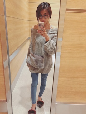 「fifth（フィフス）のアイテム（ニット/セーター、グレー系）」を使った、mayumayuさん（レディース）の冬コーディネート