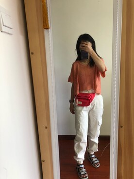 「PULL&BEAR（プルアンドベア）のアイテム（チノパンツ）」を使った、Pinblackさん（レディース・152cm）の春コーディネート