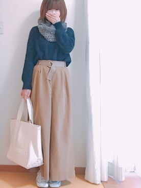 「MASTER&Co（マスターアンドコー）のアイテム（トートバッグ）」を使った、hitomiさん（レディース・158cm）の秋コーディネート