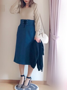 「Mode et Jacomo（モードエジャコモ）のアイテム（パンプス）」を使った、hitomiさん（レディース・158cm）の冬コーディネート