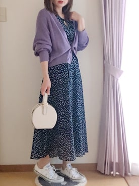 「ラウンドバッグ」｜「アイテム（ワンピース/ドレス）」を使った、hitomiさん（レディース・158cm）の春コーディネート