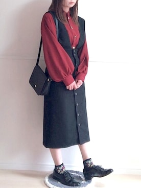 「花柄靴下」｜hitomiさん（レディース・158cm）の秋コーディネート