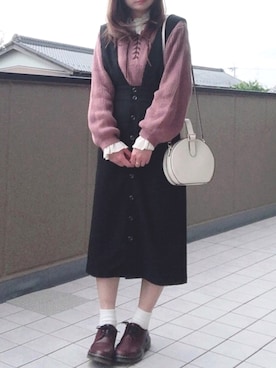 「編み上げニット」｜hitomiさん（レディース・158cm）の秋コーディネート