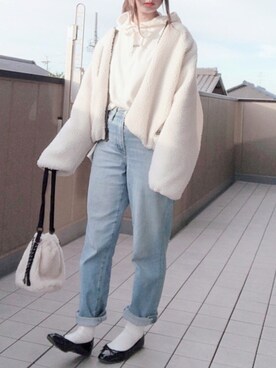 「アイテム（バレエシューズ）」を使った、hitomiさん（レディース・158cm）の冬コーディネート
