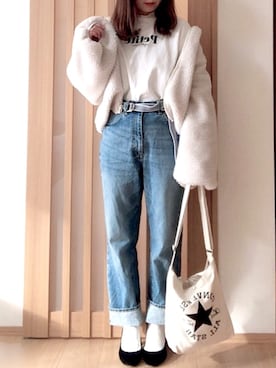 「SUGAR BISKET（シュガービスケット）のアイテム（その他アウター）」を使った、hitomiさん（レディース・158cm）の冬コーディネート