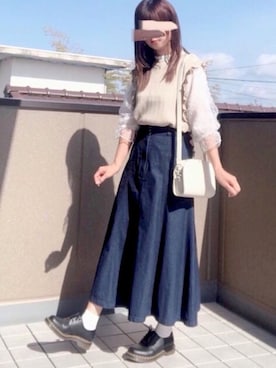 「フリルベスト」｜hitomiさん（レディース・158cm）の春コーディネート