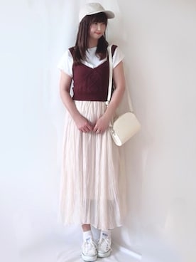 「Lara Flamingo（ララフラミンゴ）のアイテム」を使った、hitomiさん（レディース・158cm）の夏コーディネート